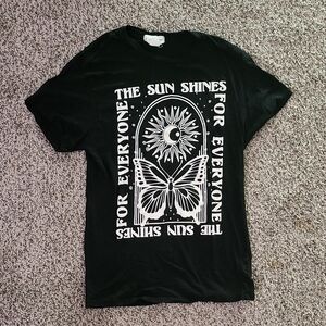 Black Graphic Tee Butterfly, Sun, Moon